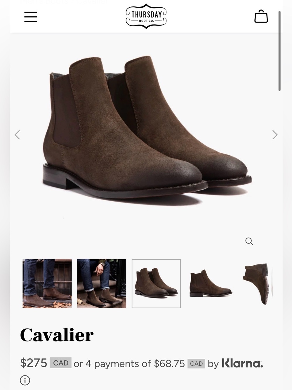 Thursday Boots Men’s Cavalier Chocolate Suede Chelsea Boots US 9.5